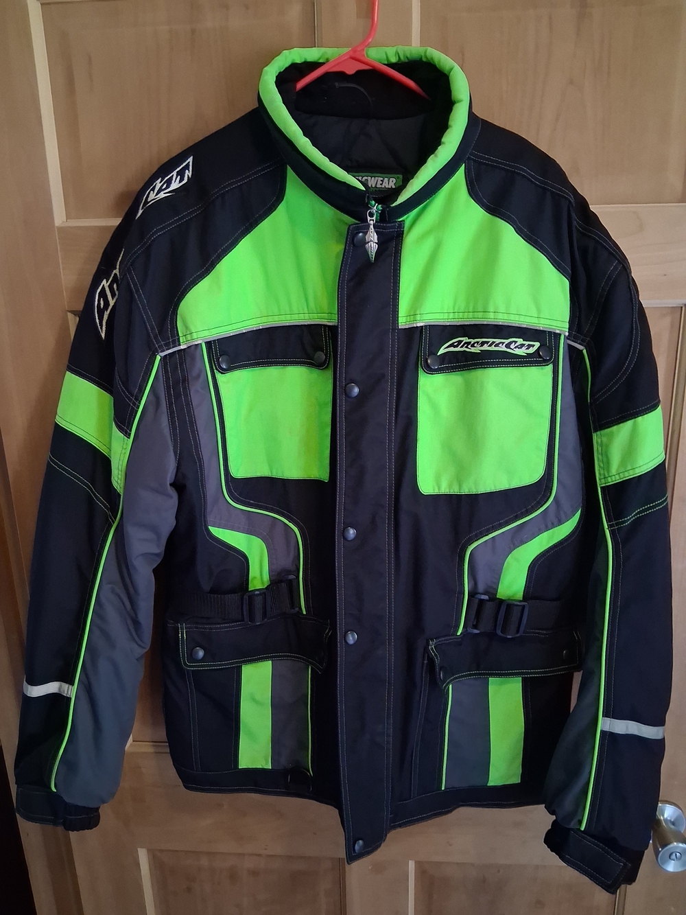 Arctic Cat Arcticwear Team Arctic Black Lime Green Full-Zip Ski Jacket Men's XL